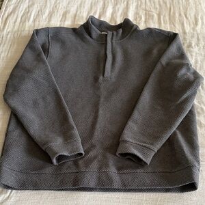 Sz L Men's Charcoal Quarter-Zip Textured Sweater
